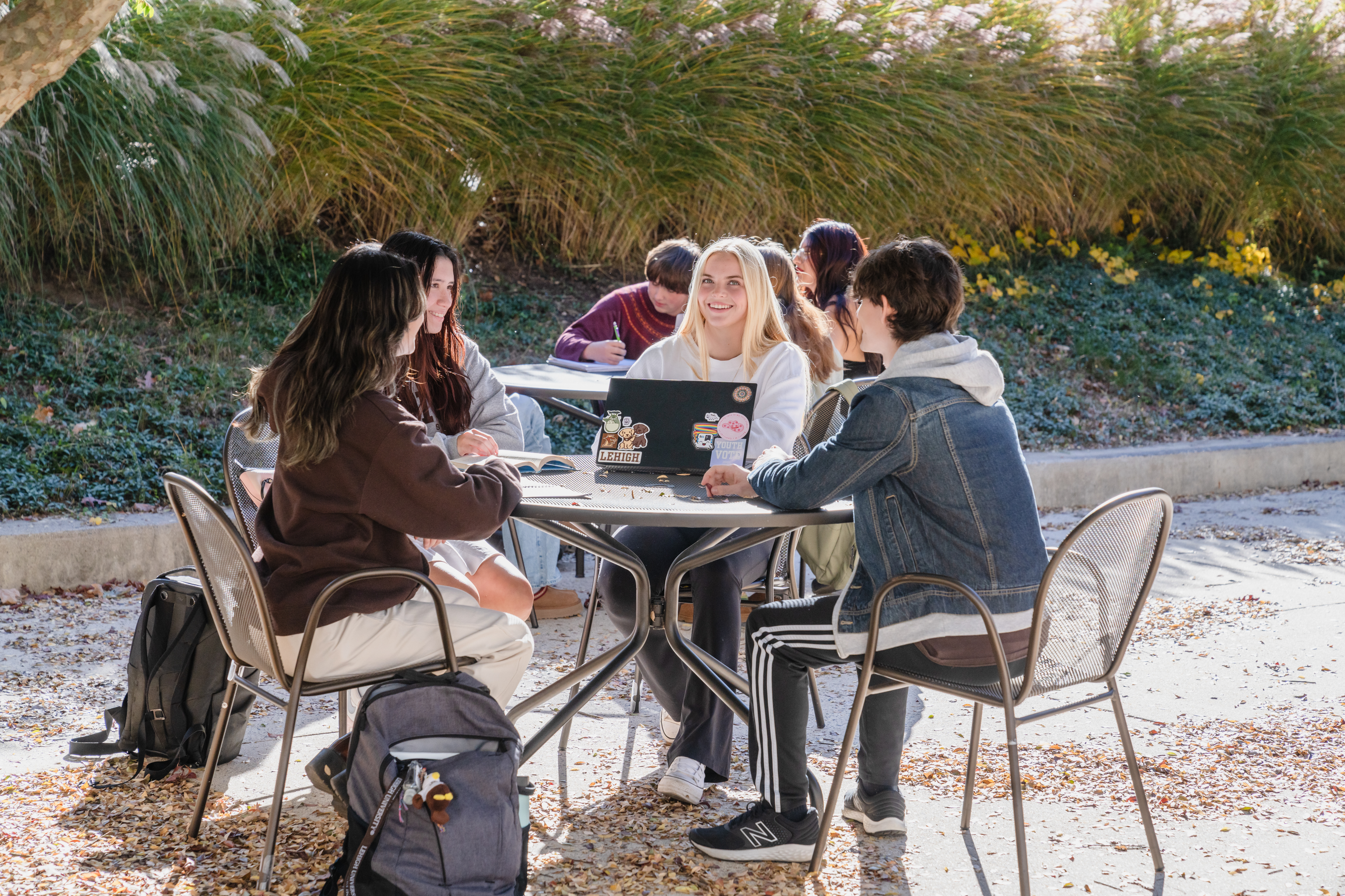 Lehigh students studying on campus