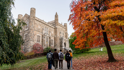 students walking on campus